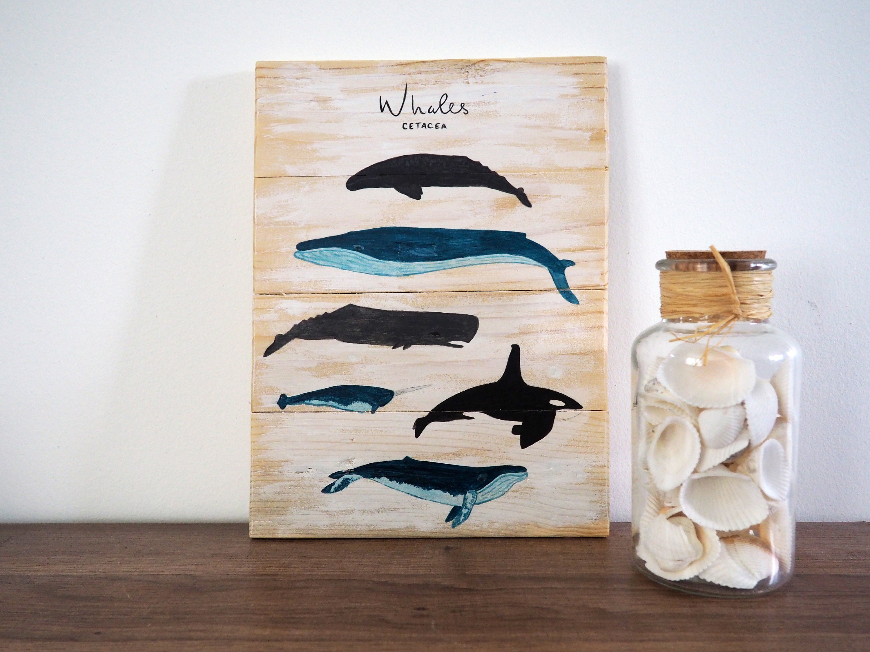 Peinture sur Bois Cétacés
