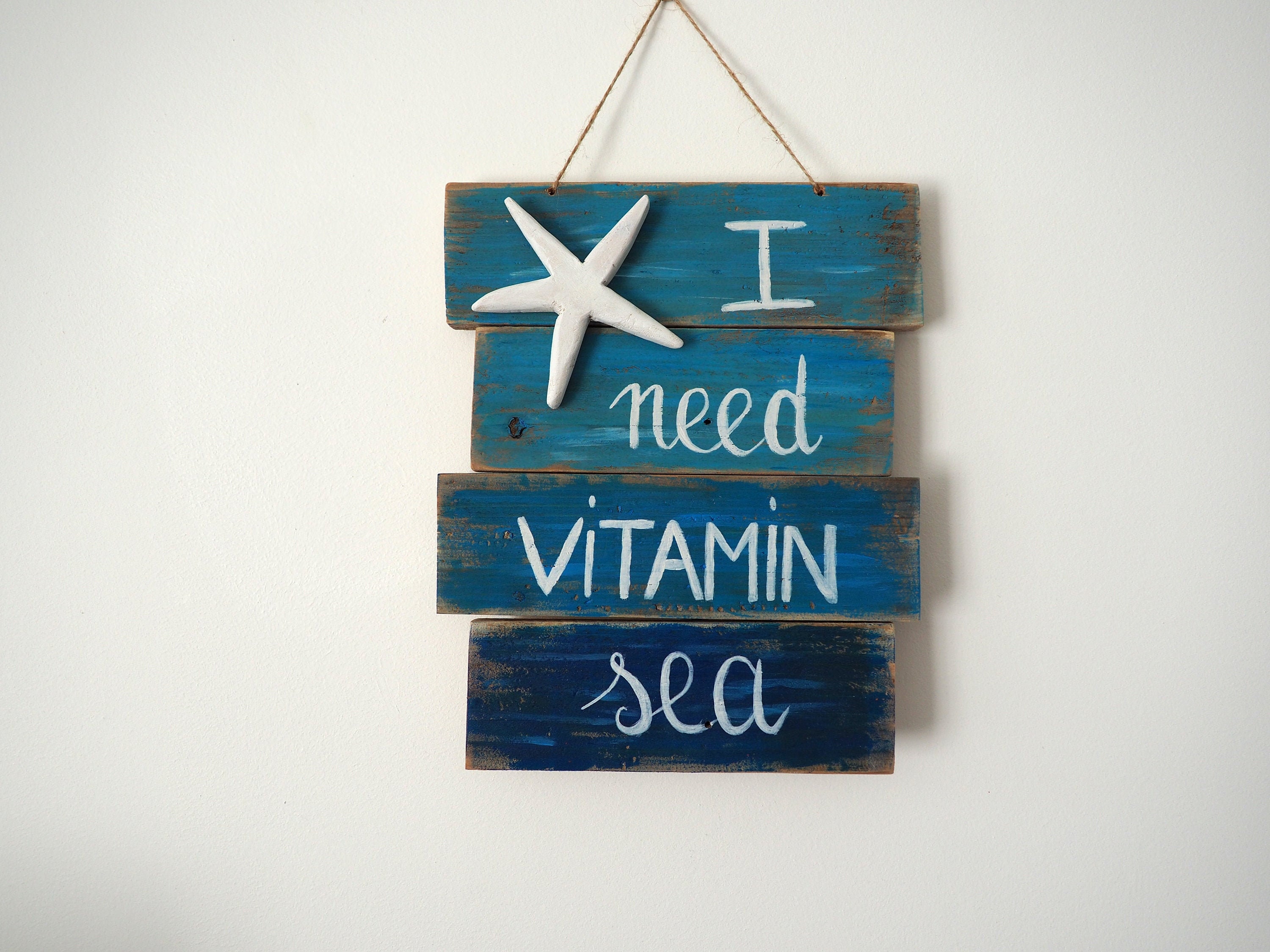 Panneau Décoratif en Bois I Need Vitamin Sea