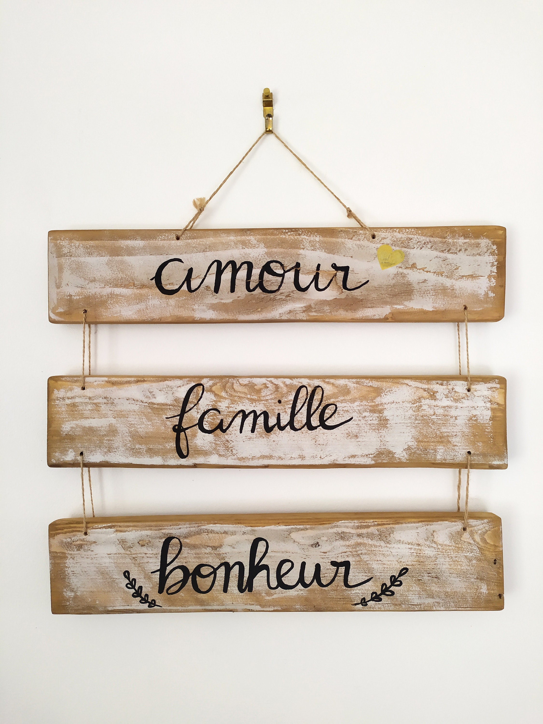 Panneau Décoratif en Bois Amour Famille Bonheur