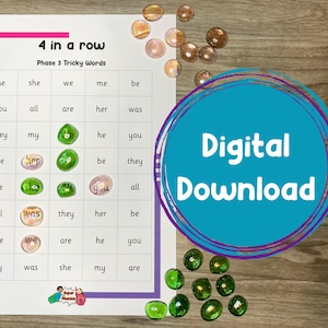 以下が含まれることがあります： 子供たちが難しい単語を学ぶための印刷可能なゲームボードです。ボードは5行5列のグリッドになっています。各マスには、フェーズ3の難しい単語リストからの単語が含まれています。単語は次のとおりです。彼は、彼女は、私たちは、私は、である、あなたは、すべて、は、彼女、だった、彼らは、私の、彼は、あなたは、私たちは、彼女、である、彼らは、である、あなたは、すべて、すべて、だった、彼らは、彼女、である、彼女は、私たちは、は、彼は、あなたは、私の、だった、彼女は、私の、は。ゲームの名前は「4 in a row」です。