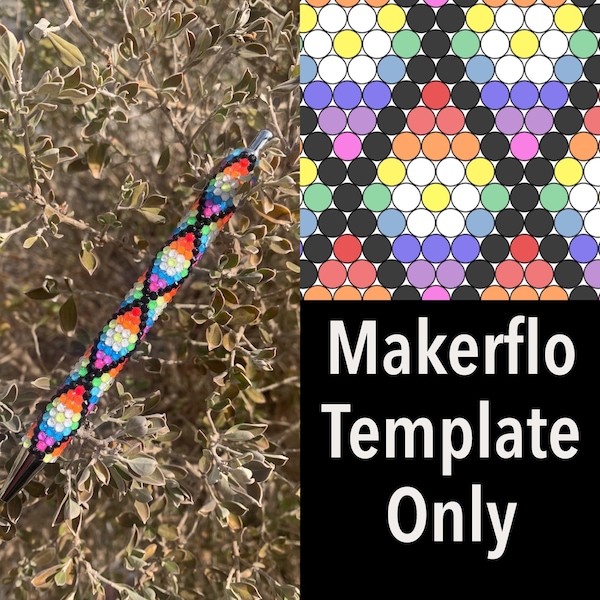 Makerflo Rainbow Diamond Floral Pen_Rhinestone Template_SS10 Rhinestone Template_Floral PenDaisy Pen_Template_Stainless Steel Pen