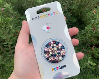 Navy and Pink Bling Mix - Glass Rhinestone Popsocket PopGrip