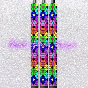 Regenbogen Stacked Daisy Pen_Rhinestone Template_SS10 Strasssteine_ Enthält PDF für Inkjoy, Makerflo und DFR Stainless