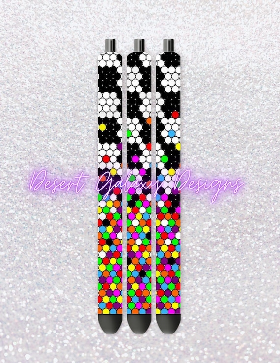 Rainbow Checkerboard Gradient Pen_Honey Badger Bling_Rhinestone Template_SS10_ Includes PDF for Inkjoy, Makerflo and DFR Stainless
