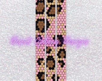 May include: Three black pens with a pink, brown, and black leopard print design.