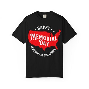 T-shirt unisexe Memorial Day - Tissu teint confortable, conception de carte des États-Unis, barbecue d'été, mode patriotique, vêtements de vacances