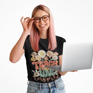 Teach Love Inspire T-shirt, Inspirational Tee, Motivational Shirt, Positive Vibes Top, Unisex Garment-Dyed Apparel