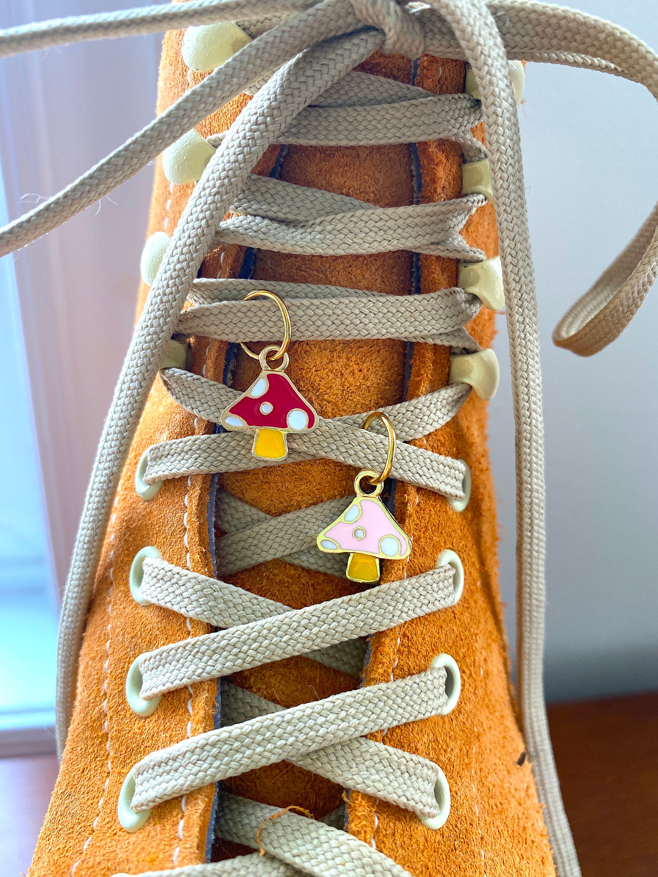 Mushroom Roller Skate & Sneaker Shoelace Accessory Charm Red Etsy