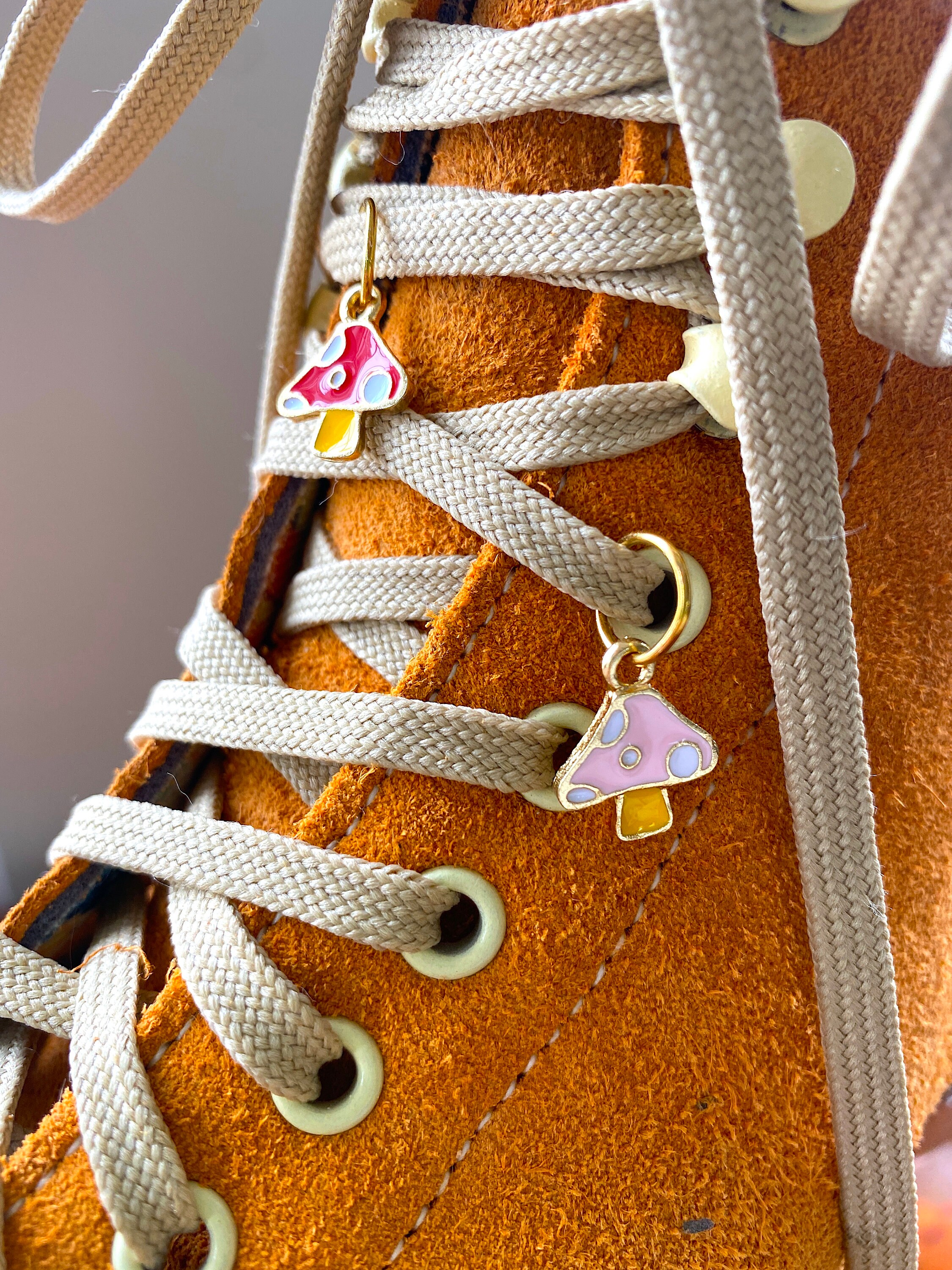 Mushroom Roller Skate & Sneaker Shoelace Accessory Charm Red Etsy