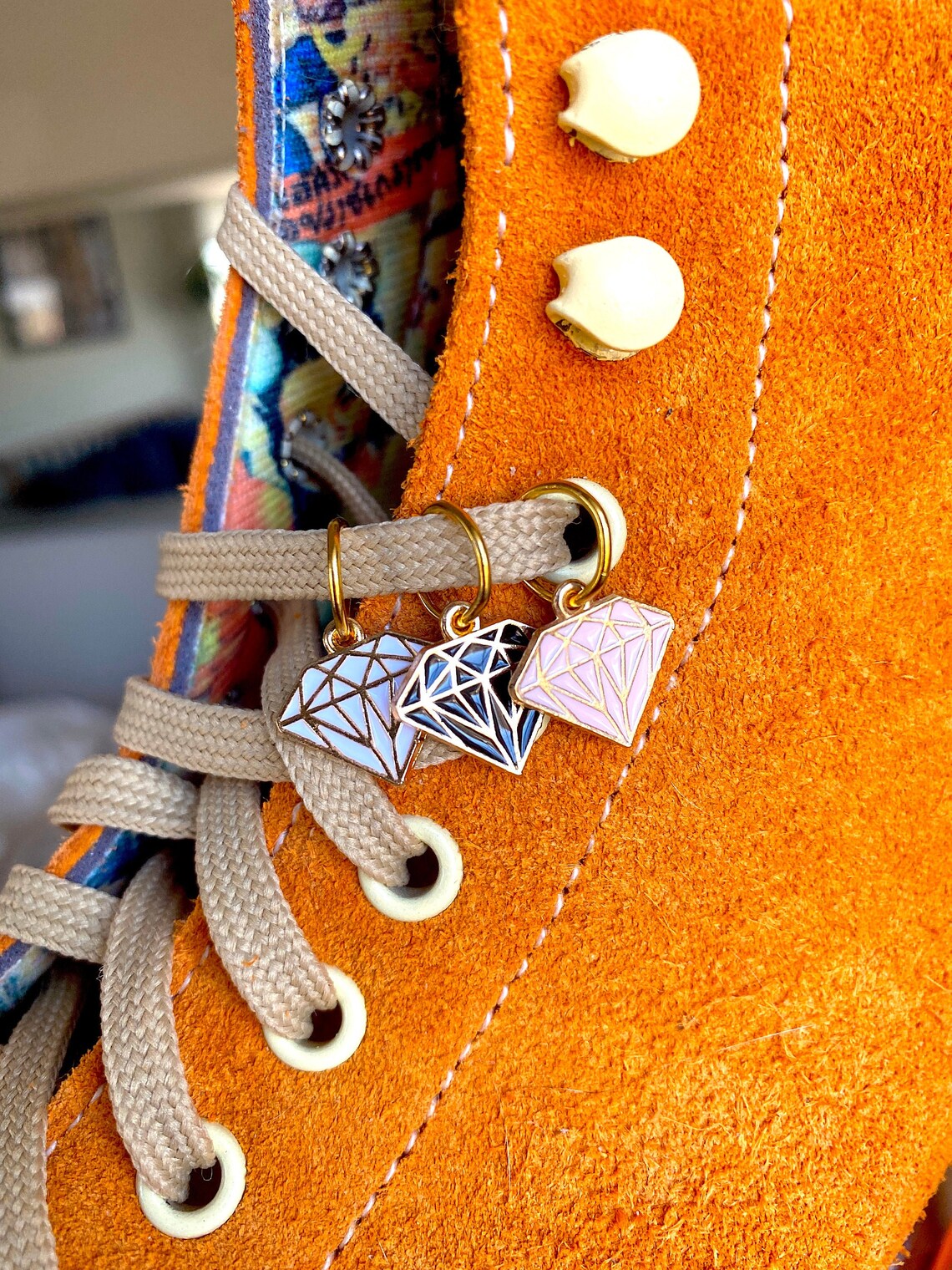 Diamond Roller Skate & Sneaker Shoelace Accessory Charm Etsy