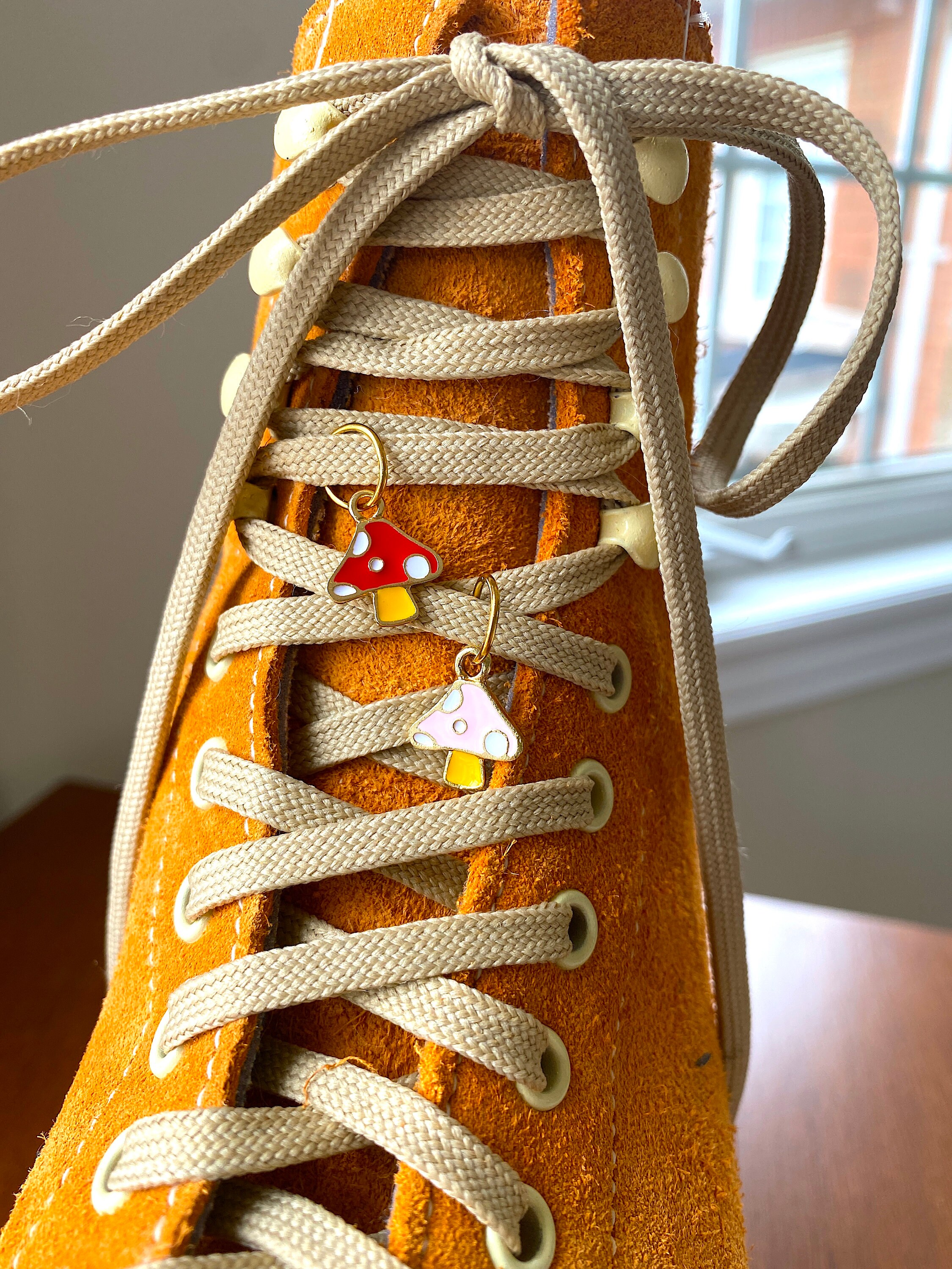 Mushroom Roller Skate & Sneaker Shoelace Accessory Charm Red Etsy