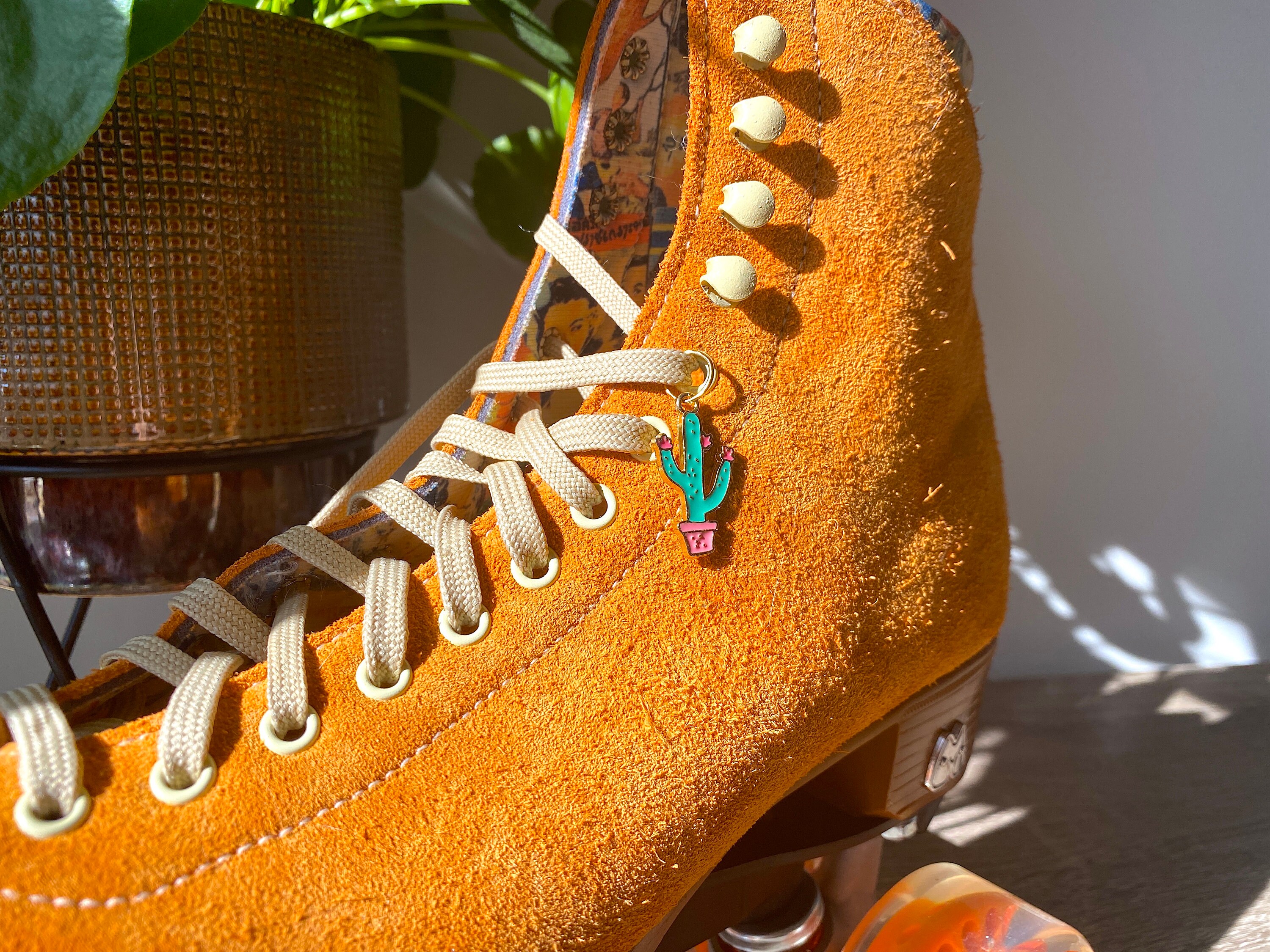 Emaille Kant Charms Cactus Roller Skate & Sneaker Shoelace Accessoire Charm Groene Cactus Charm Plant Charm Schoenen Inlegzolen & Accessoires Schoenenveters 