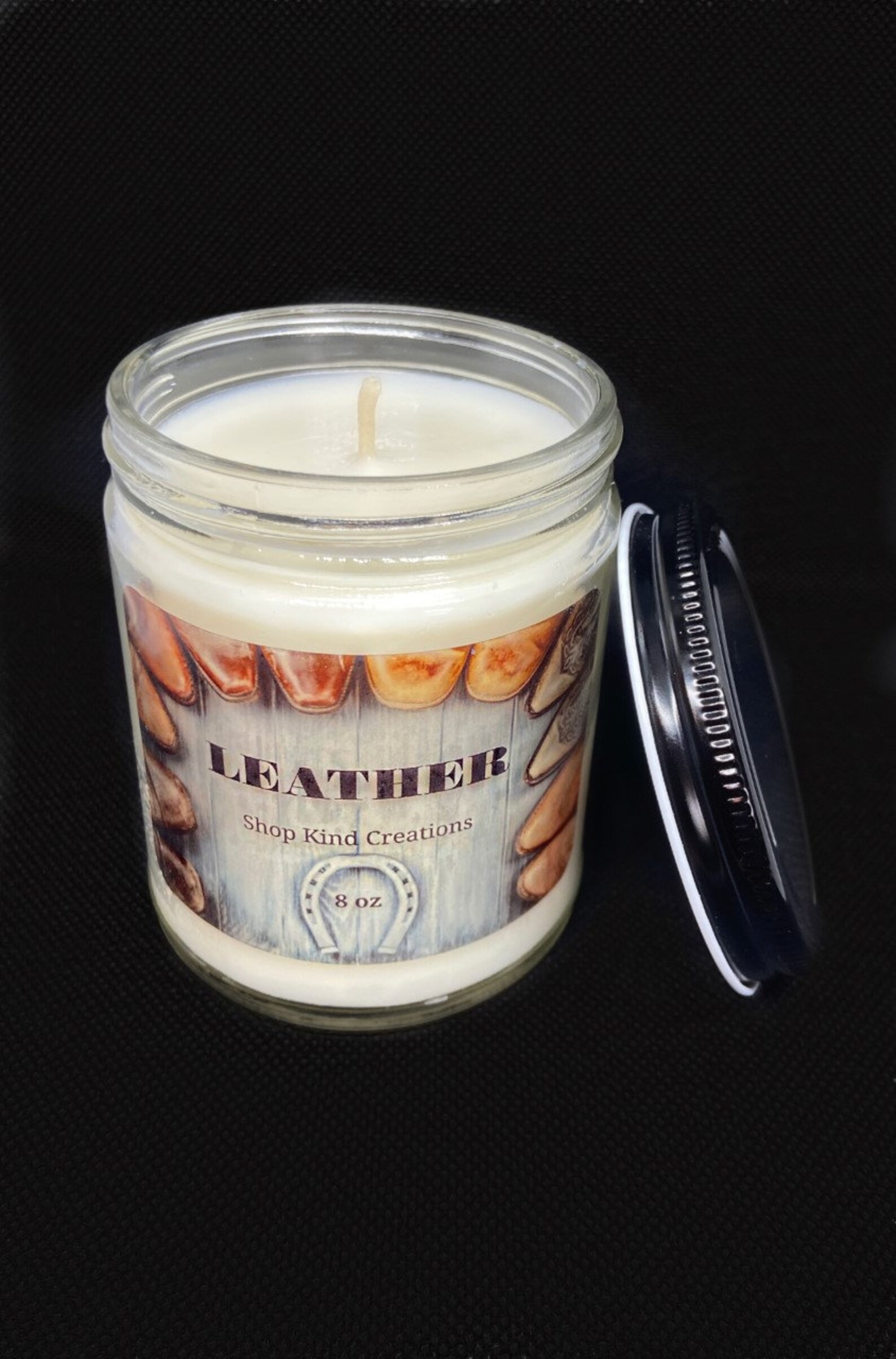 Leather Scented Homemade Candle Etsy