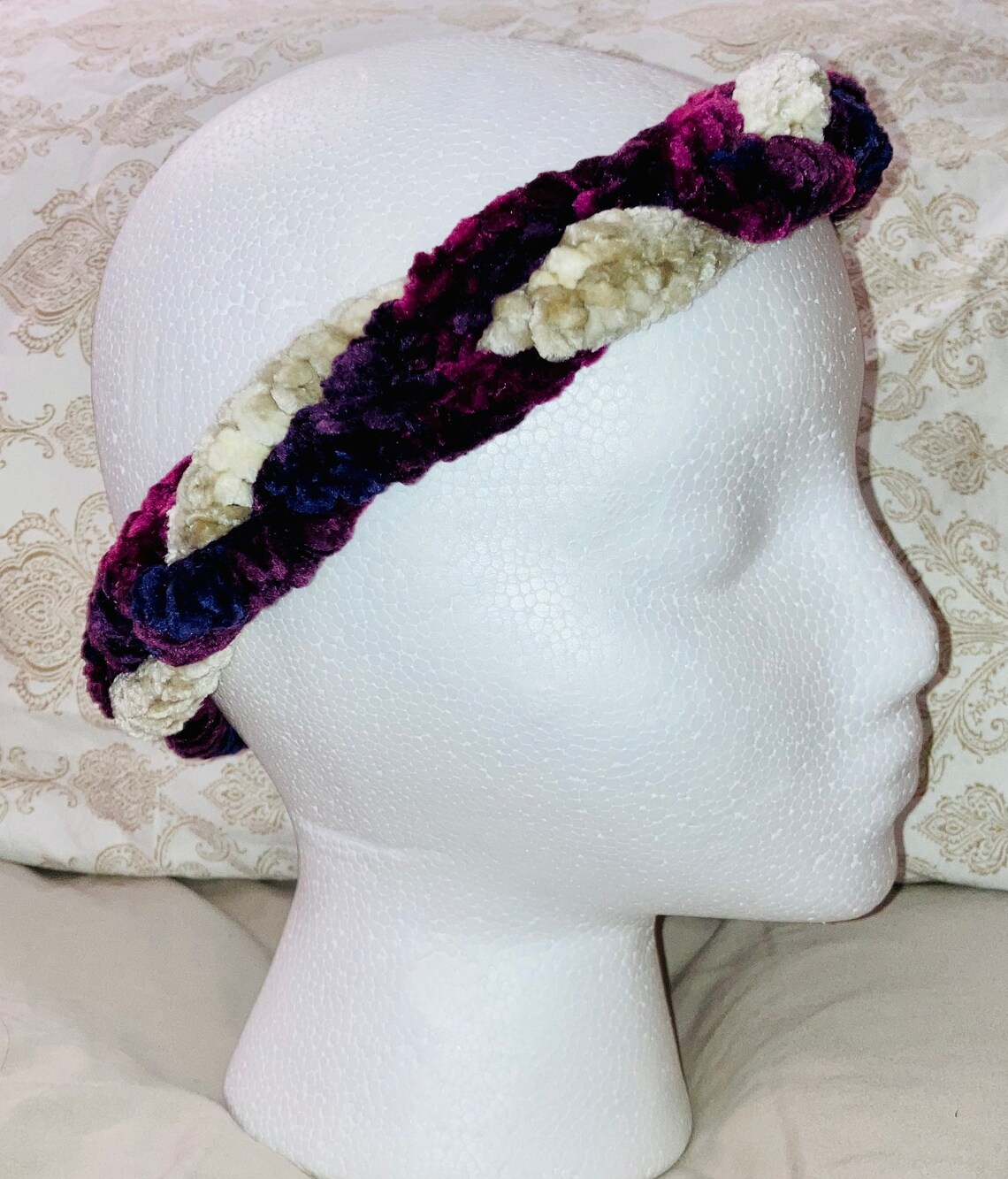 Crocheted Velvet Braided Headband Etsy