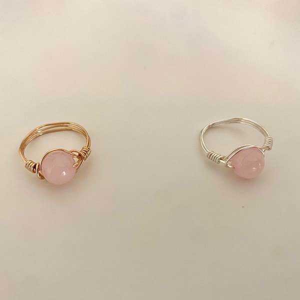 Rose Quartz Circular Wire Ring