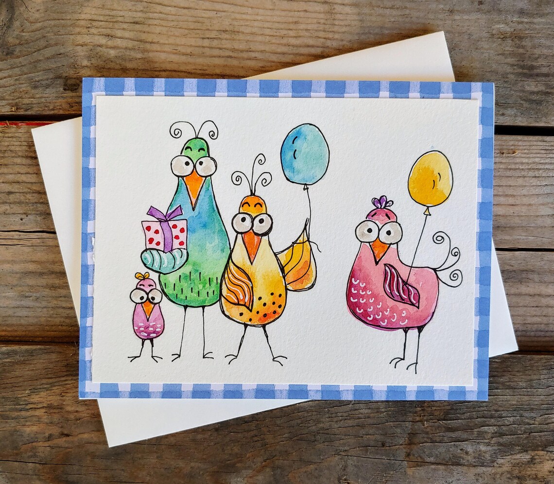 Silly Birthday Birds | Happy Birthday Card | Watercolor Original ...