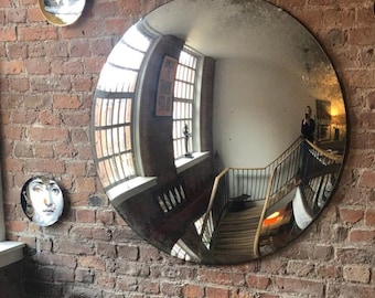 Large Antiqued Convex Wall Mirror – Ferrara Foxed Glass (47"/120cm)