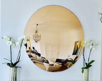 Rose Gold Convex Wall Mirror - 39" Round Glass
