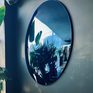 Portofino Blue Convex Wall Mirror - 59&quot; Handmade Glass
