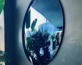 Blue Glass Convex Wall Mirror - 47" Handmade Portofino Style