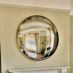 Silver antiqued convex mirror