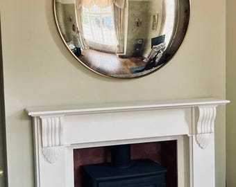 Specchio convesso anticato – Cornice in oro spazzolato, 100 cm
