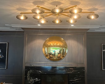 24ct Gold Leaf Convex Wall Mirror - Verre Eglomise Glass (39"/100cm)