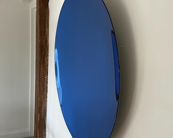 Espejo de pared cóncavo azul oscuro de 100 cm
