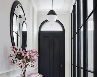 Handmade Black and Gold Convex Wall Mirror - 44 inch