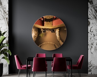 39"/100 cms diameter gold concave mirror.