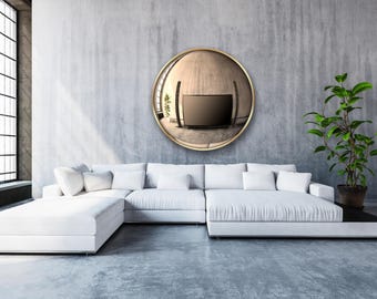 Rose Gold Convex Wall Mirror: Brushed Gold Frame
