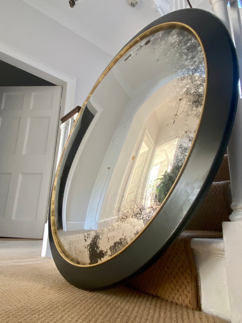 Ferrara Nero konvex väggspegel: Stort antikt glas (112 cm) bild 6