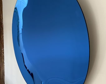 Dark Blue Concave Wall Mirror 100cm – Handmade Curved Glass Mirror – UK Artisan