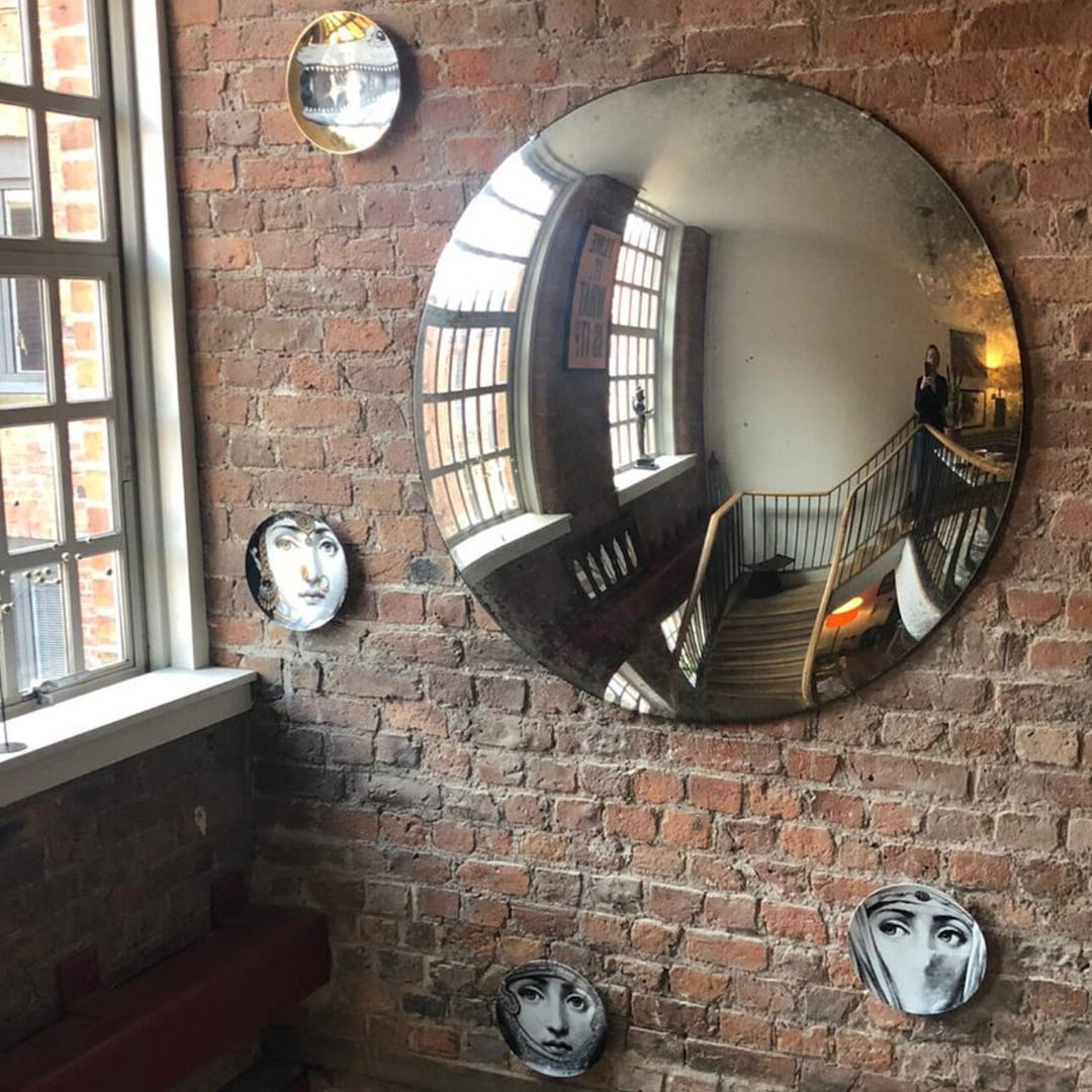 Large Antiqued Convex Wall Mirror – Ferrara Foxed Glass (47
