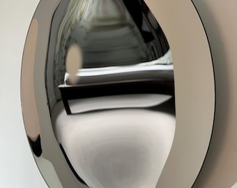 Silver Concave Wall Mirror – Handmade Statement Glass Mirror, Contemporary Luxury Home