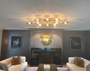 Gold Leaf Convex Wall Mirror 120cm – Verre Eglomise Glass