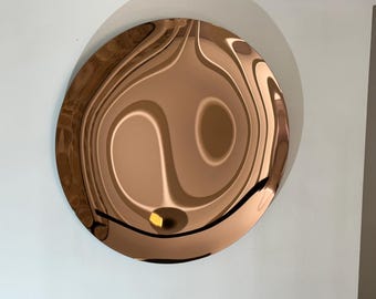 Rose Gold Concave Mirror – Statement Glass Wall Mirror, Luxury Home