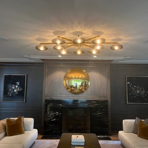 24ct Gold Leaf Convex Wall Mirror - Verre Eglomise Glass (39&quot;/100cm)