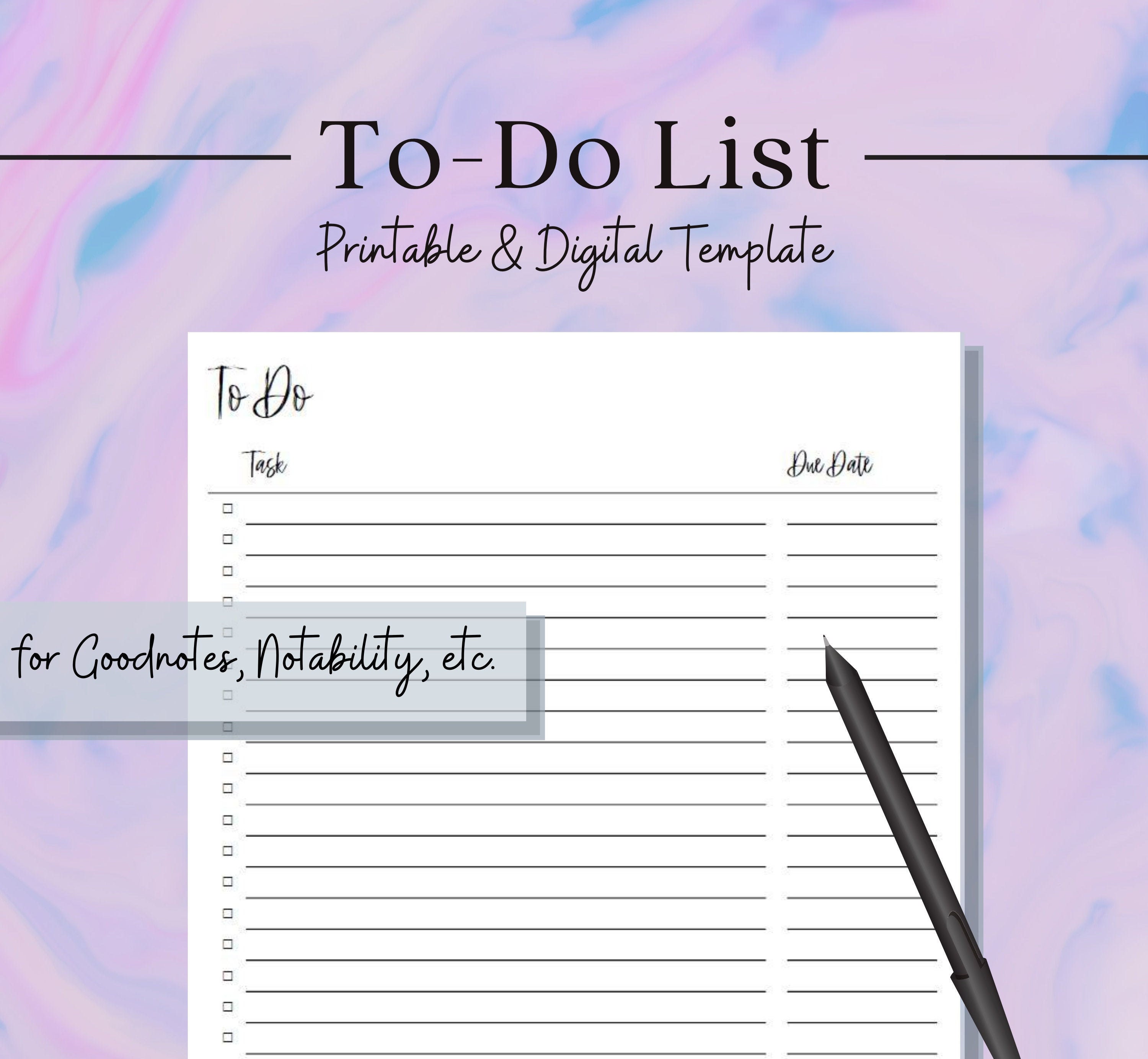 to do list template printable digital pdf instant etsy