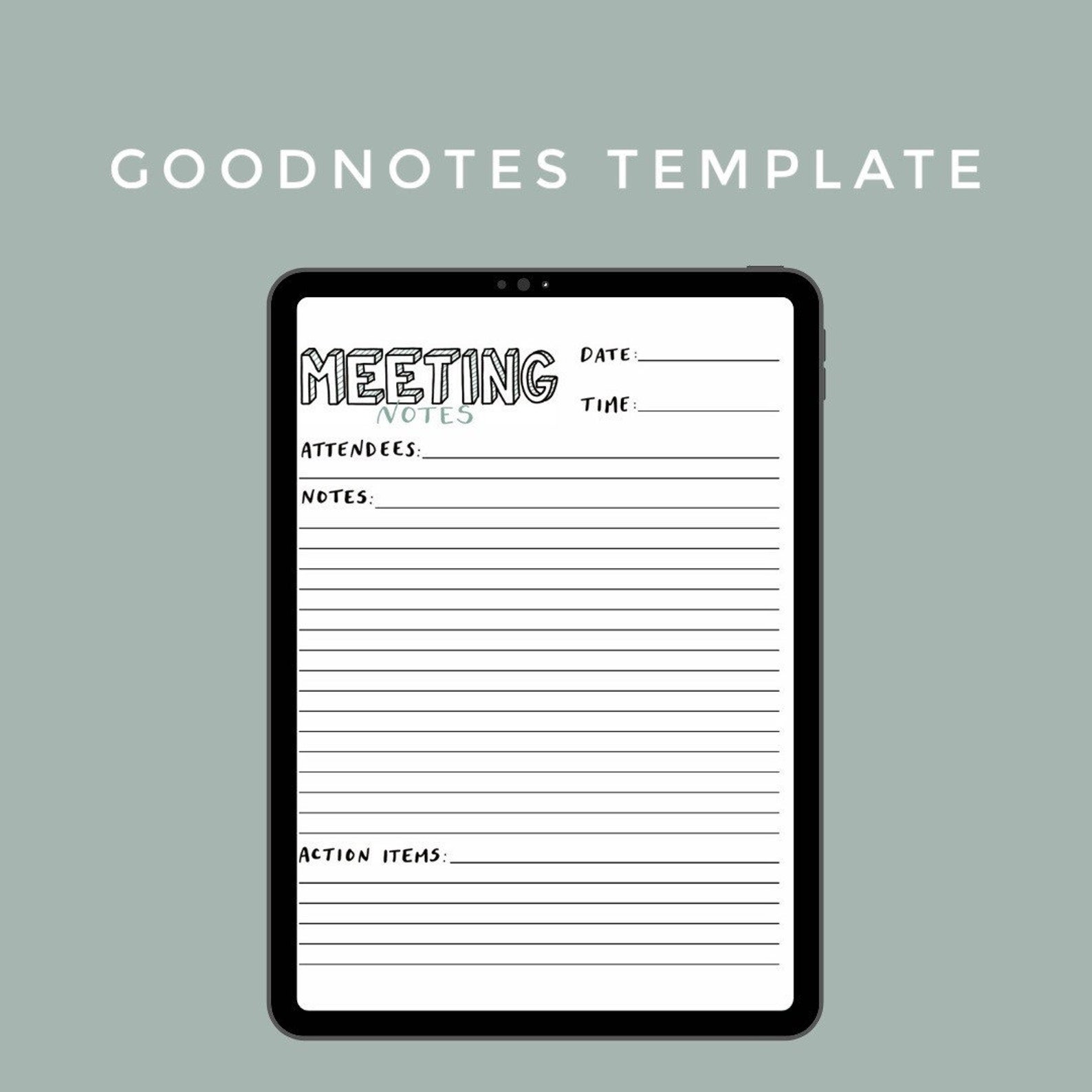 MEETING NOTES TEMPLATE Printable & GoodNotes Modern Block Etsy