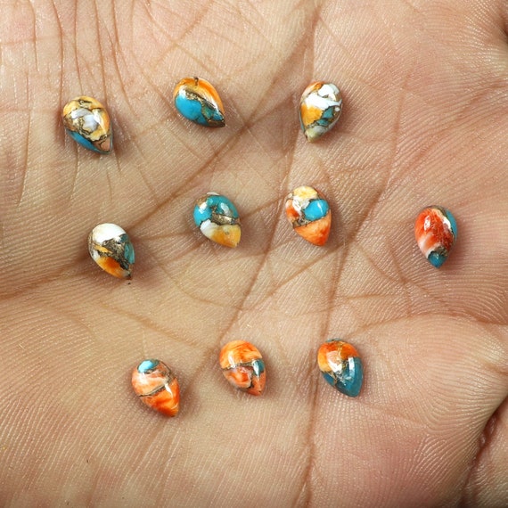 Gemstone Cabochon Jasper Cabochon Oyster Copper Turquoise Cabochon Smooth Pear Shape 30x22x5 MM