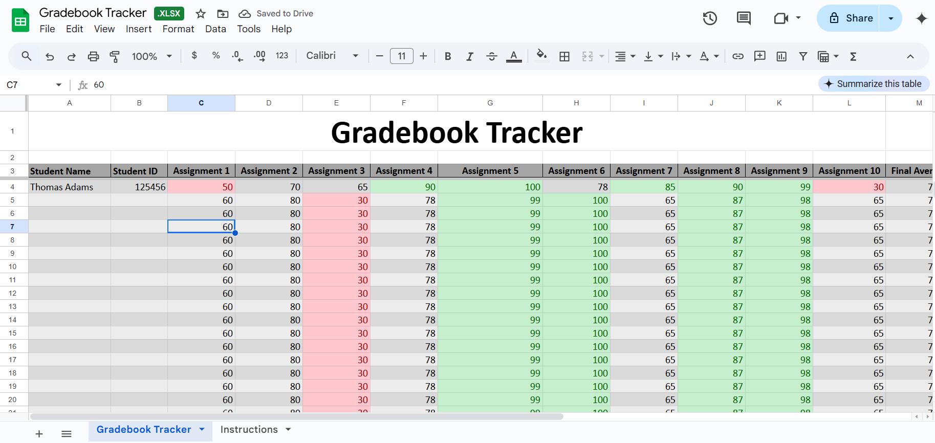 Gradebook Tracker | Digital Teacher Gradebook | Editable Excel or ...