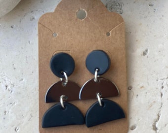 black colored arch earrings | POLYMER CLAY EARRINGS | handmade | lightweight | geometric | statement earrings