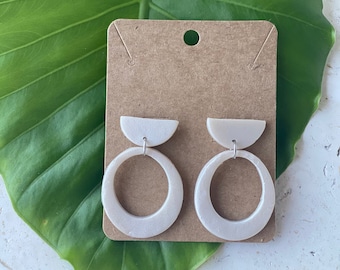 Mother of Pearl Earrings | POLYMER CLAY EARRINGS | lightweight | geometric | mod hoop earrings | handmade
