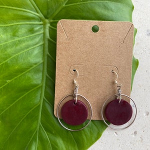 Maroon/Burgundy Wire Hoop Earrings | POLYMER CLAY EARRINGS | lightweight | statement earrings | handmade