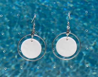 White Wire Hoop Earrings | POLYMER CLAY EARRINGS | lightweight | statement earrings | handmade