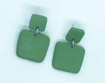 Dark Green Earrings | POLYMER CLAY EARRINGS | lightweight | statement earrings | handmade