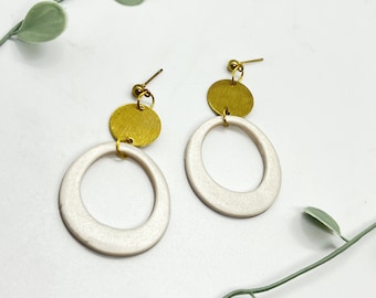 Pearl and Gold Hoop Earrings | POLYMER CLAY EARRINGS | lightweight | handmade | statement earrings