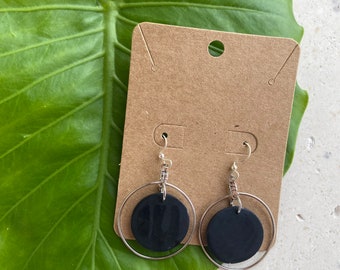 Black Wire Hoop Earrings | POLYMER CLAY EARRINGS | lightweight | geometric earrings | statement earrings | handmade