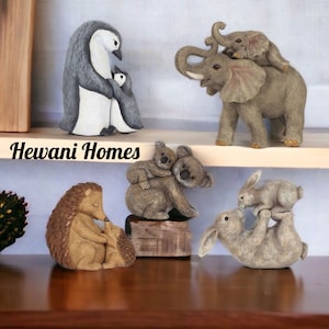 Cadeau de Noël pour maman Cadeau d'anniversaire pour maman Mignonne mère et bébé pingouin Koala éléphant hérisson Ornements Décoration d'intérieur Cadeau pour nouvelle maman